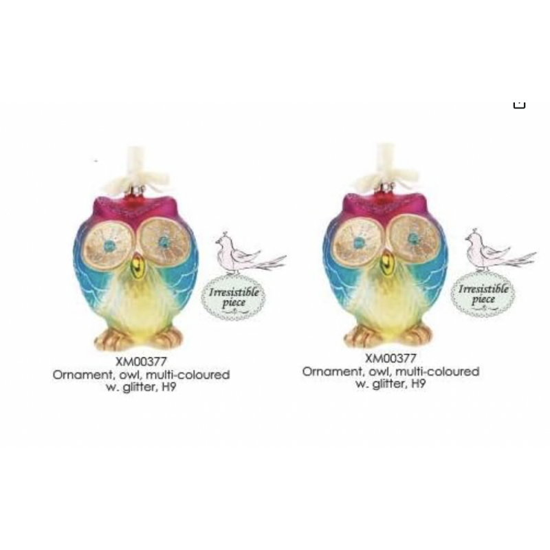 Lisbeth Dahl Christmas Ornament owl Weihnachtsschmuck 2er Set Schimmer Eule