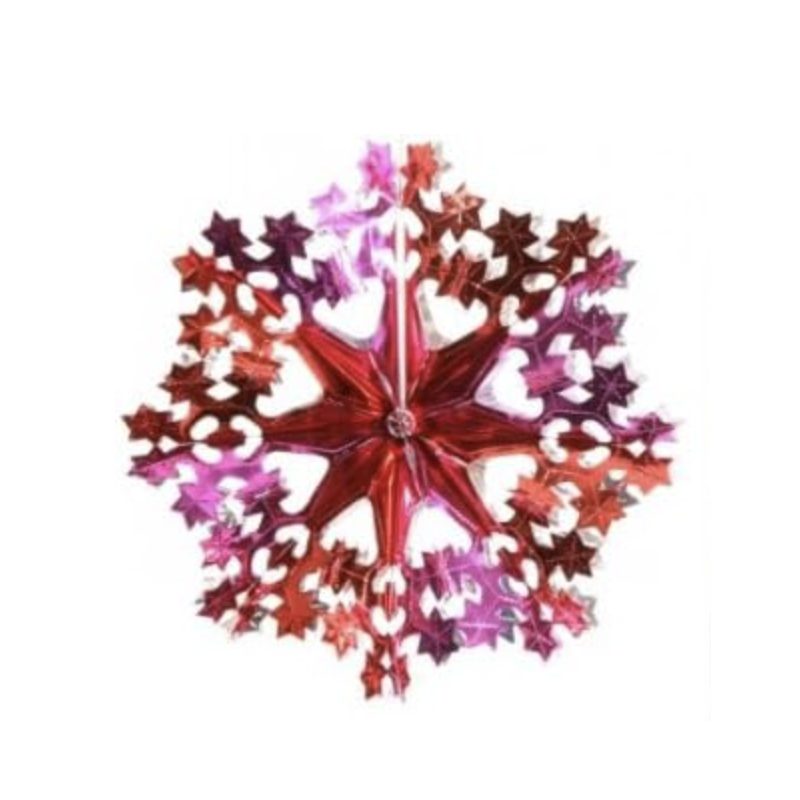 Overbeck & Friends Glitzerschmuck Stern fuchsia-rot-silber, flach Ø 30 cm