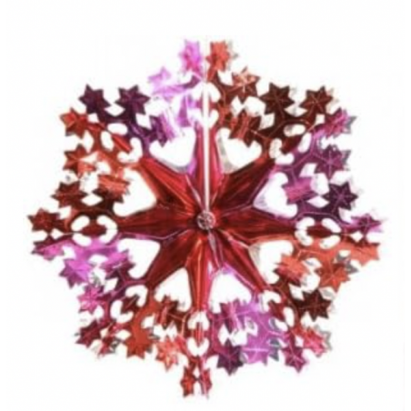 Overbeck & Friends Glitzerschmuck Stern fuchsia-rot-silber, flach Ø 30 cm